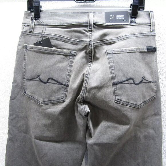 NEW 7 FOR ALL MANKIND Mens Slimmy Straight Leg Jeans Size 31 x 32 Grey - Picture 2 of 12